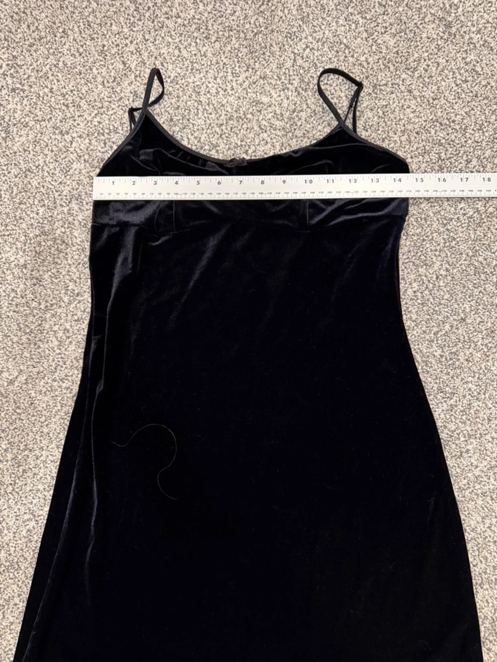Josie Natori Crushed Velvet Dark Romantic Black Spaghetti Strap Slip Dress Sz S